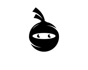 Ninja warrior icon. Simple black ninja head logo © indra23_anu