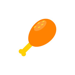 Chiken leg icon in flat style izolated on white background. Vector illustration