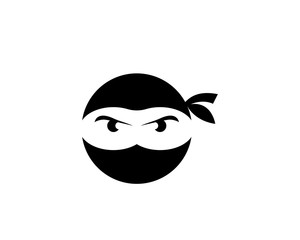 Ninja warrior icon. Simple black ninja head logo © indra23_anu