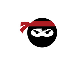 Ninja warrior icon. Simple black ninja head logo - obrazy, fototapety, plakaty