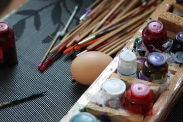 Obraz na płótnie Canvas handmade painted easter eggs