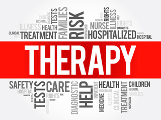 Therapy word cloud collage, health concept background