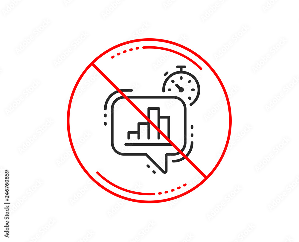 Aufkleber no or stop sign. diagram chart line icon. statistics timer sign. market analytics symbol. caution pr