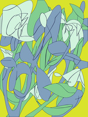 Lilies, abstract drawing pattern