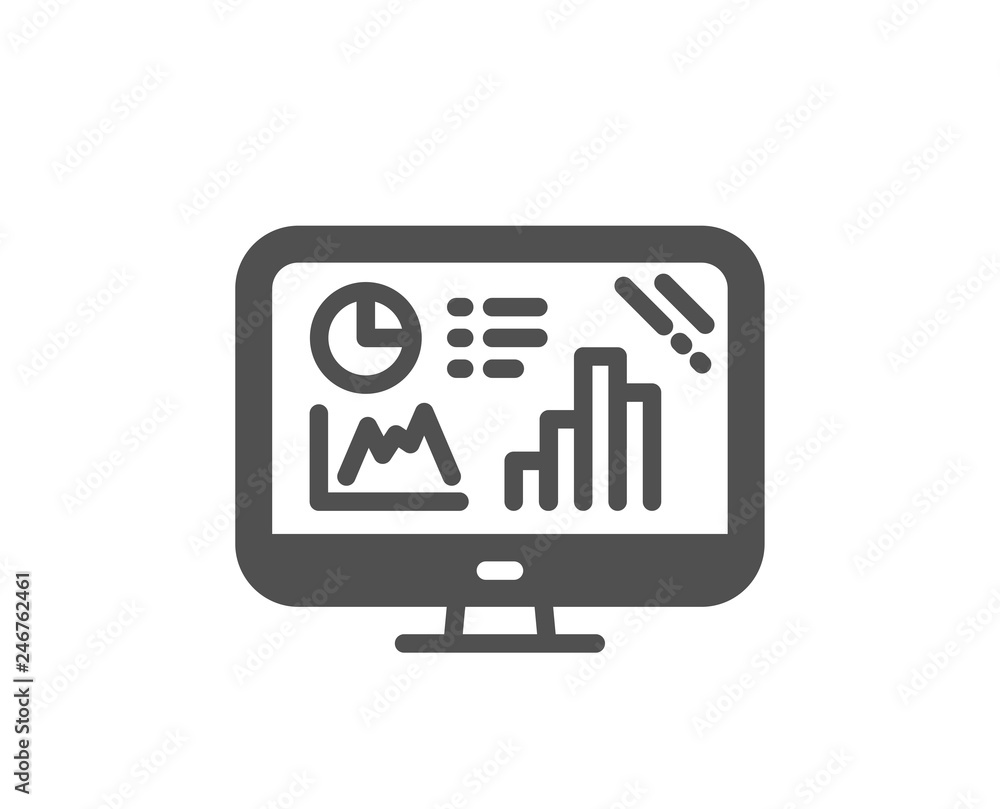 Poster analytics graph icon. column chart sign. growth diagram symbol. quality design element. classic styl