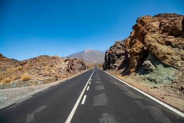 Road to the Teide volcano in Tenerife, Canary Islands