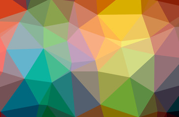 Illustration of abstract Green, Orange, Pink, Red horizontal low poly background. Beautiful polygon design pattern.