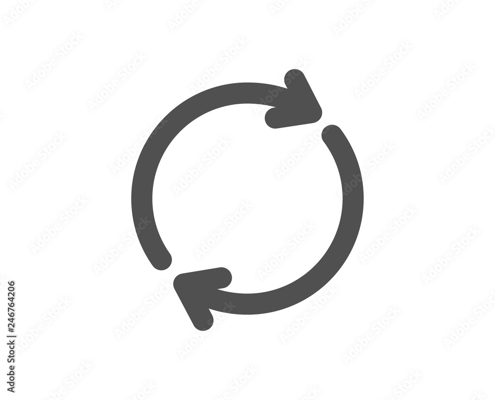 Poster refresh icon. rotation arrow sign. reset or reload symbol. quality design element. classic style ico