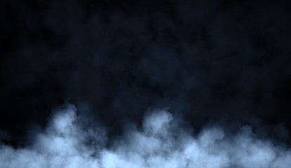 Abstract blue smoke steam moves on a black background . The concept of aromatherapy