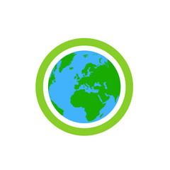 Green wavy background with globe. Ecological background.