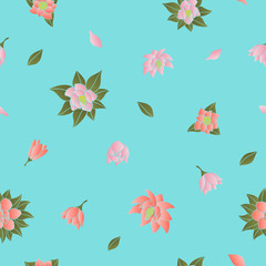 Magnolia seamless repeat pattern. vector illustration