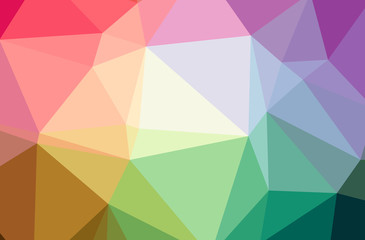Illustration of abstract Green, Orange, Pink, Purple, Red horizontal low poly background. Beautiful polygon design pattern.