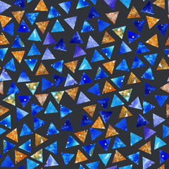 watercolor, beautiful abstract background, geometric, triangle, handmade,seamless pattern, black background