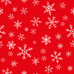 Hand Drawn Vector illustration seamless snowflake pattern, blue background