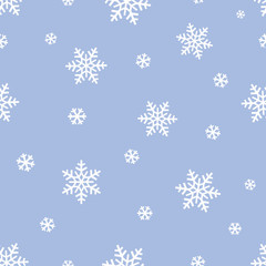 Naklejka na ściany i meble Hand Drawn Vector illustration seamless snowflake pattern, blue background