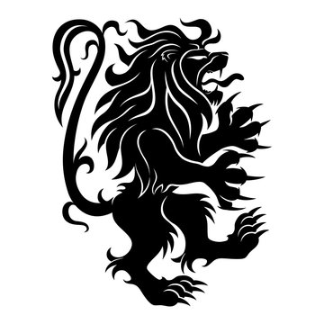 Black lion sign on a white background.