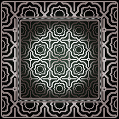 Geometric Ornament With Frame, Border. Art-Deco Background. Bandanna, Shawl, Scarf, Tablecloth Design