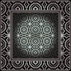 Obraz premium Geometric Ornament With Frame, Border. Art-Deco Background. Bandanna, Shawl, Scarf, Tablecloth Design