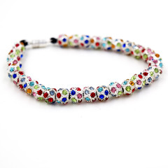bracelet with silver beads and coloured crystals