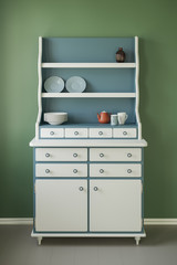 3D illustration of retro cupboard in country style in a room.