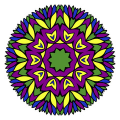 Fototapeta na wymiar Pattern of mandala. Vector illustration. Modern Decorative floral color mandala. Decorative Cicle ornament. Floral design. Anti-stress therapy pattern.