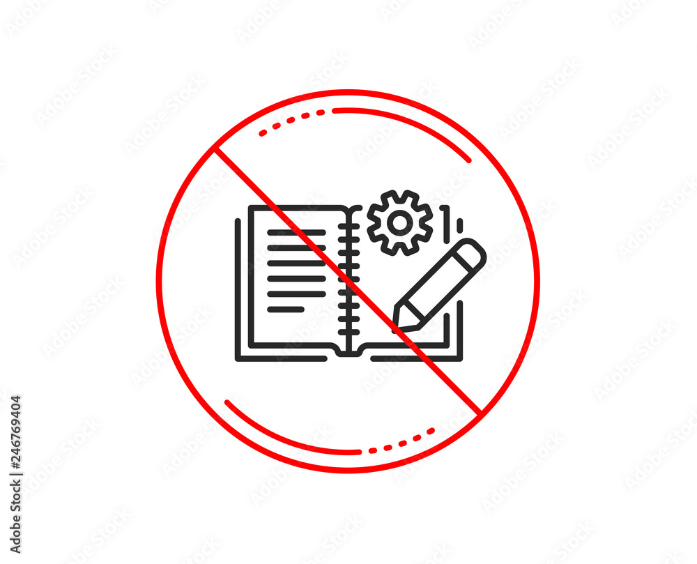 Poster no or stop sign. engineering documentation line icon. technical instruction sign. caution prohibited