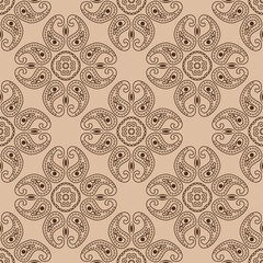 Beige and brown seamless pattern. Indian style background