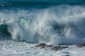 Naklejka premium Rolling Turquoise, Blue and White Surf on the North Cornwall Coast, UK - 8