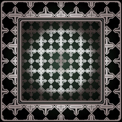 Obraz premium Background, Geometric Pattern With Ornate Lace Frame. Illustration. For Tablecloth, Scarf Print, Fabric, Covers, Scrapbooking, Bandana, Pareo, Shawl.