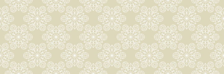 Geometric seamless white and olive green long background