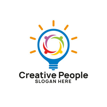 Creative People Logo Design Template. Bulb Icon Symbol Design