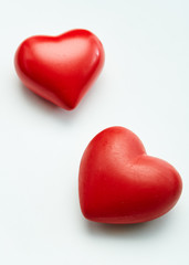 valentines day  festival Two decorative red hearts isolated on white background