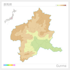 Fototapeta na wymiar 群馬県の地図（等高線・色分け）