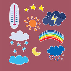 weather set of color vector icons.