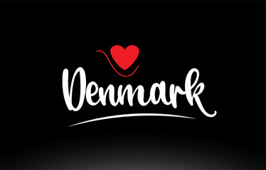 Denmark country text typography logo icon design on black background