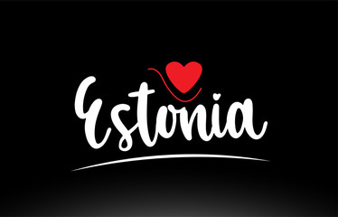 Estonia country text typography logo icon design on black background