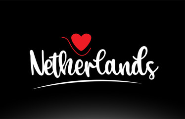 Netherlands country text typography logo icon design on black background