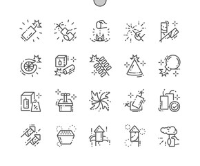 Pyrotechnics Well-crafted Pixel Perfect Vector Thin Line Icons 30 2x Grid for Web Graphics and Apps. Simple Minimal Pictogram