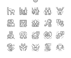 Family Well-crafted Pixel Perfect Vector Thin Line Icons 30 2x Grid for Web Graphics and Apps. Simple Minimal Pictogram