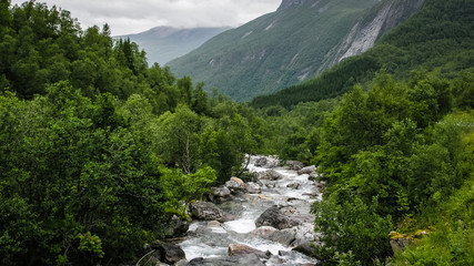 Travelling to Norway. Mountains rivers