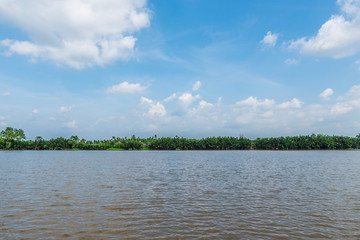 Landscape of the Bang Pakong River in Chachoengsao, Bangkok.