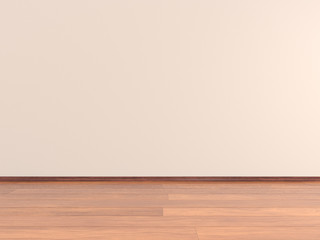 Empty room with parquet floor and walls Room Wall, 3d Rendering