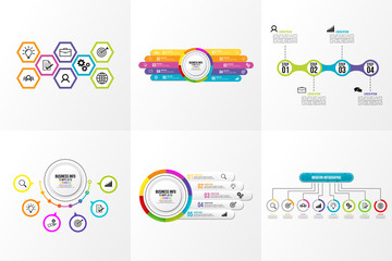 Set Of Infographics Elements Vector Design Template. Business Data Visualization Infographics Timeline with Marketing Icons most useful can be used for workflow, presentation, diagrams, reports