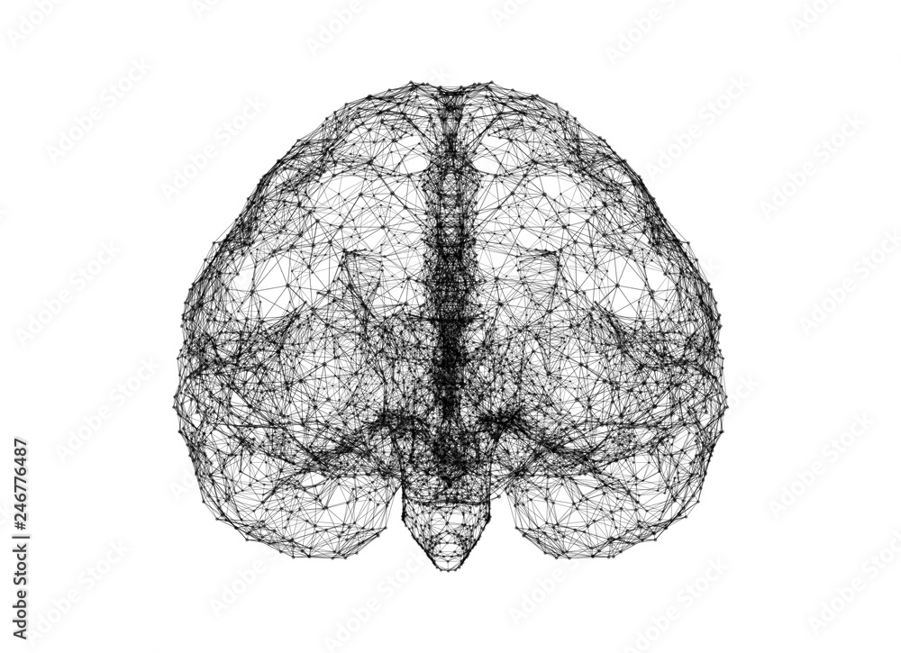 Aufkleber digital data and network connection of human brain isolated on white background in the form of artif