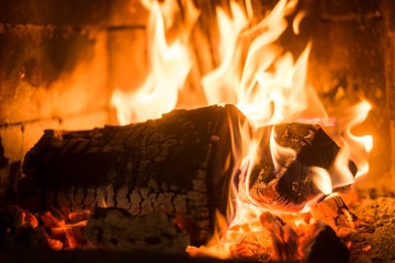 fireplace fire burning