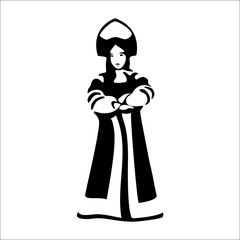 russian girl folk dance silhouette. East Europe folklore