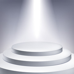 Illuminated podium, award pedestal, geometry shape, vector design object for you project