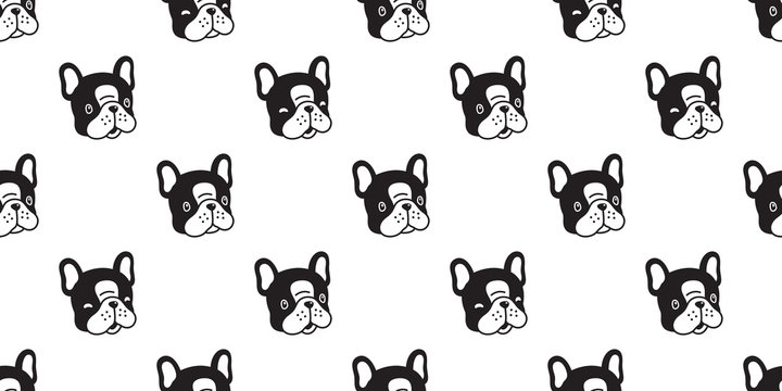 Dog seamless pattern french bulldog vector scarf isolated cartoon tile background repeat wallpaper black