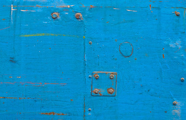 texture background matal blue rusty screws worn