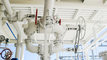 Double safety valve on the pressure vessel. Refinery equipment.